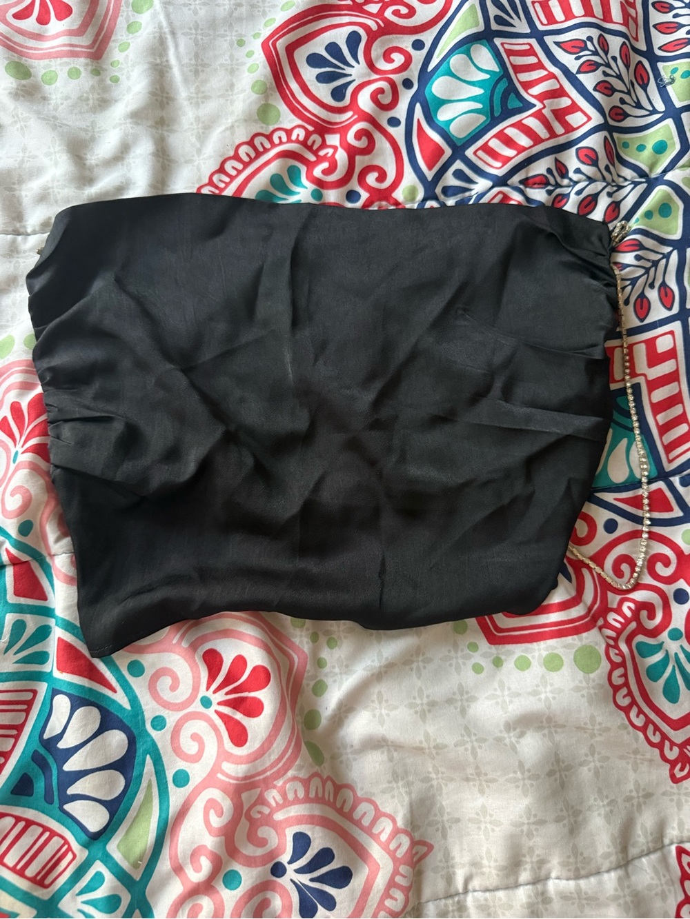 Black Chain Strap Bandeau Top